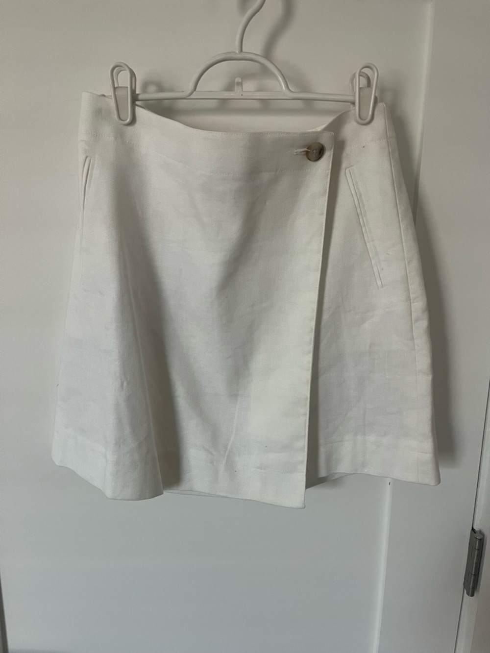 J. Crew Cream Wrap A-Line Skirt with Subtle Button